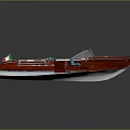 Luxury Red and Blue Yacht with Transparent Windshield and Comfortable Seats