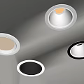 Modern Recessed Downlights and Spotlights Installed on Ceiling with White Black Frames for Modern Lighting