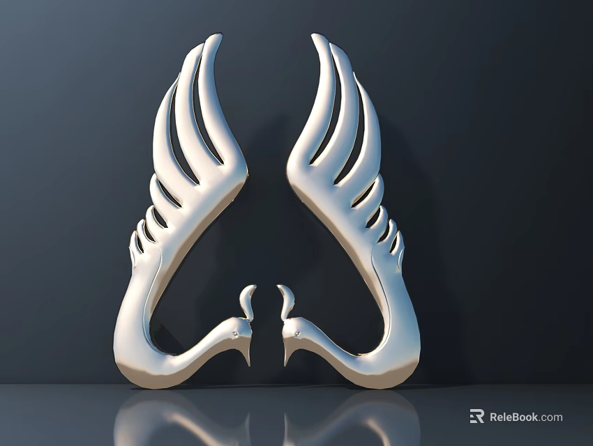 Silver Wing Shaped Metal Hardware Tools With Symmetric Design And Reflective Surface On Dark Background 3d model 