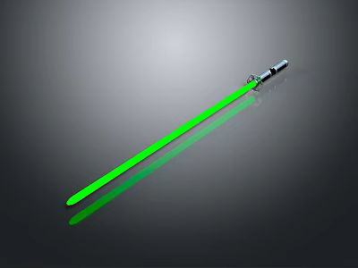 Green Glowing Lightsaber Weapon With Metallic Hilt And Reflective Blade 3d model