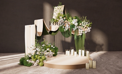 Modern Beauty Chen Cloth Mantle Wedding Flower Art Beauty Chen 3d model