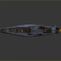 Futuristic Sci Fi Spaceship 3D Model With Gray Body Red Bottom And Yellow Front