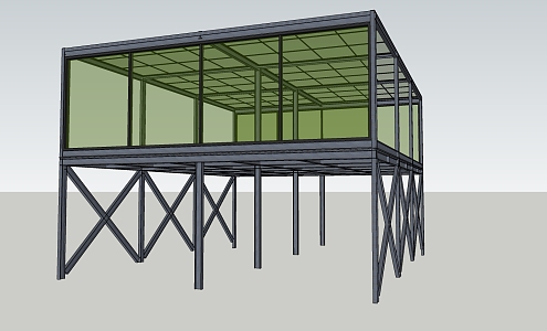 Industrial LOFT steel frame steel structure ceiling 3d model