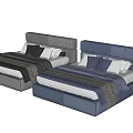 cornelio double bed with backrest brand 3d model