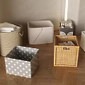 Practical Household Storage Baskets With Woven Polka Dot And Square Designs For Home Organization