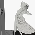 Modern Wave Shaped Carved Sculpture With Layered Structure And Light Shadow Effect In Interior Space 3d model