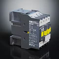 Industrial Electrical Contactor With Gray Body Yellow Components Terminal Blocks And Technical Diagram