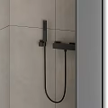 Modern Bathroom Shower Area With Sleek Overhead Handheld Shower Head And Light Wall Tiles