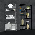 Modern Metal Shelving Unit With Decorative Items Books Vases And Candles