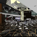 Modern Luxury Bar Interior Design With Illuminated Bar Counter And Stylish Seating