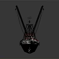 Fishing Boat With Twin Cranes White Red Hull And Cabin Structure
