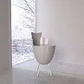 Modern Leisure Chairs with Metal Frame and Hollow Design in Interior with Snowy Window View