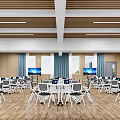 School Modern Multimedia Classroom Interior With Desks Chairs And Screens