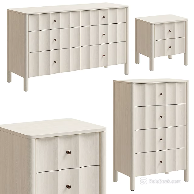 Modern Minimalist Wooden Console Cabinet and Side Cabinet with Drawers for Entryway Storage 3d model 
