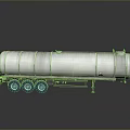 Silver Cylindrical Tanker Utility Vehicle Semi Trailer with Multiple Wheels 3d model