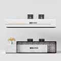 Modern Reception Desk With Logo Lighting Gray And White Textured Design 3d model