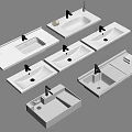 Various Modern Bathroom Washbasins With Smooth Surfaces And Different Shapes 3d model