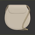 Elegant Beige Round Leather Shoulder Bag With Gold Chain Strap Design