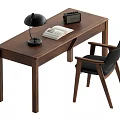 Middle style desk and chair combination 3d model