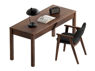 Middle style desk and chair combination 3d model