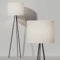 Modern Floor Lamps With White Lampshade And Black Tripod Base Two Different Styles