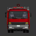 Red Fire Truck Featuring Roof Ladder Emergency Equipment And Shiny Body Structure