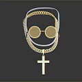 Stylish Gold Chain Necklace With Cross Pendant And Round Decorative Accents