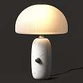 Modern Table Lamp With Ribbed White Lampshade And White Marble Base 3d model