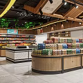 Spacious Supermarket Department Store With Well Organized Shelves And Various Product Displays