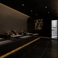 Modern SPA Sauna Room With Starry Ceiling Blue Lighting And Relaxation Beds