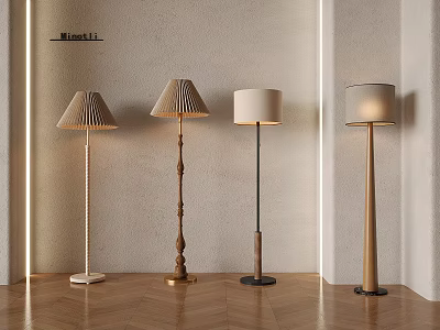Middle and ancient style solid wood floor lamp study art floor lamp Song's aesthetic atmosphere lamp 3d model