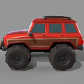 Red Off Road Vehicle with Large Tires and Roof Rack Stylish Exterior Design