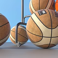 Sports Equipment Metal Rack With Multiple Basketballs For Storage And