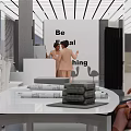Modern Office Interior Design With White Meeting Table And People Collaborating