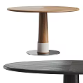 Modern Round Dining Table With Wooden Leg White Base And Black Tabletop