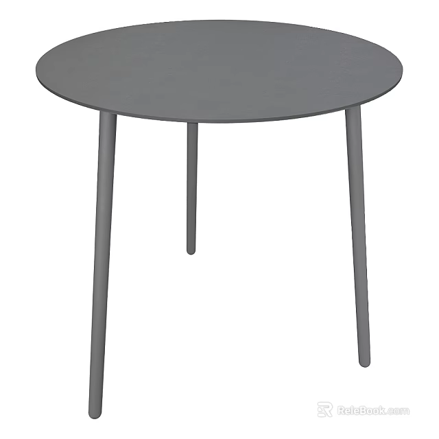 Modern Round Gray Dining Table With Slender Legs And Minimalist Design 3d model