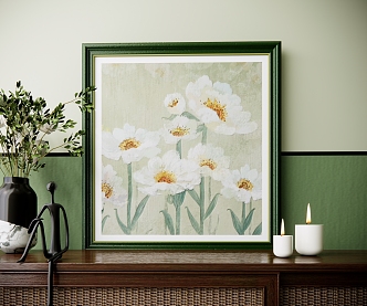 Modern plant painting decorative painting 3d model