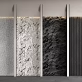 Modern Background Wall Design With Textured Stone And Vertical Panel Patterns