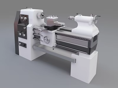 Industrial Lathe Machine With Precision Bed And Tool Rest Components 3d model