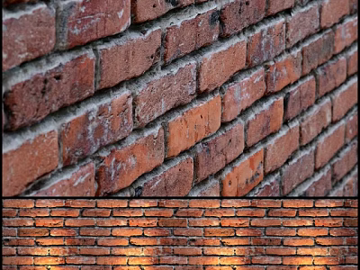 Rustic Brick Wall Design With Textured Surface And Warm Accent Lighting 3d model