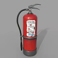 Red Fire Extinguisher with Mounted Hose and Instruction Label as Safety Equipment