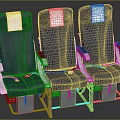 Comfortable Blue Seats With White Backrests Armrests Seat Belts And Storage Pockets