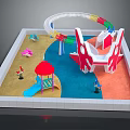 Colorful Playground Equipment With Slide House Shaped Climbing Structure And Circular Track