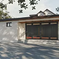 Modern Detached Villa Exterior With Large Windows Landscaped Garden And Driveway