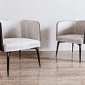 Pair of Modern Dining Table Set Chairs With Upholstered Seats And Black Metal Legs