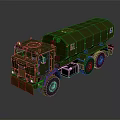 Green Military Truck With Cab And Large Cargo Container Multiple Wheels For Heavy Duty Use