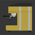 Modern Yellow And Silver Coffee Machine With Digital Display And Metal Drip Tray