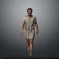 Roman Style Male Figure 3D Model With Tunic Sandals And Walking Pose