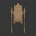 Golden Sci Fi Tank 3D Model With Multi Barrel Cannons And Mechanical Legs Design