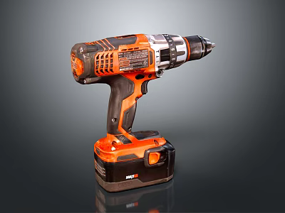 Professional Orange Black Cordless Power Drill With Rechargeable Battery Tool 3d model
